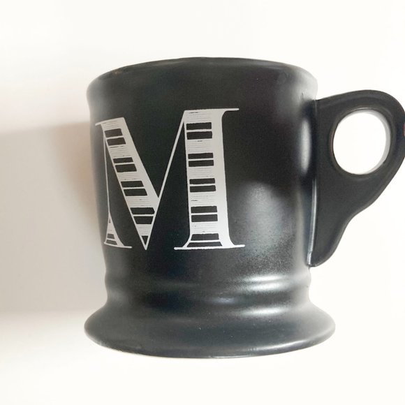 ANTHROPOLOGIE Noir Monogram Mug, Letter "M" - Picture 3 of 8
